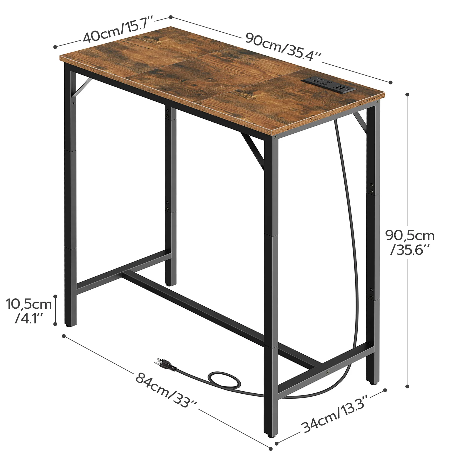 Bartisch mit Ladestation, rechteckiger Pub-Tisch, hoher Couchtisch, Theken-Bar-Höhtisch, schmaler langer Esstisch