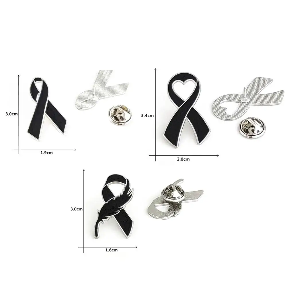 شريط أسود صغير شارة بدبوس بروش جنازات تذكارية دبوس المينا شريط أسود شارة الحداد شارة جنازة دبوس بروش بروش #6