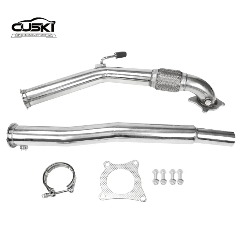 High Flow Turbo Catless Downpipe Exhaust For MK5 MK6 VW GOLF GTI JETTA 3'' Audi A3 2.0T DECAT Stainless Steel Car Accessories