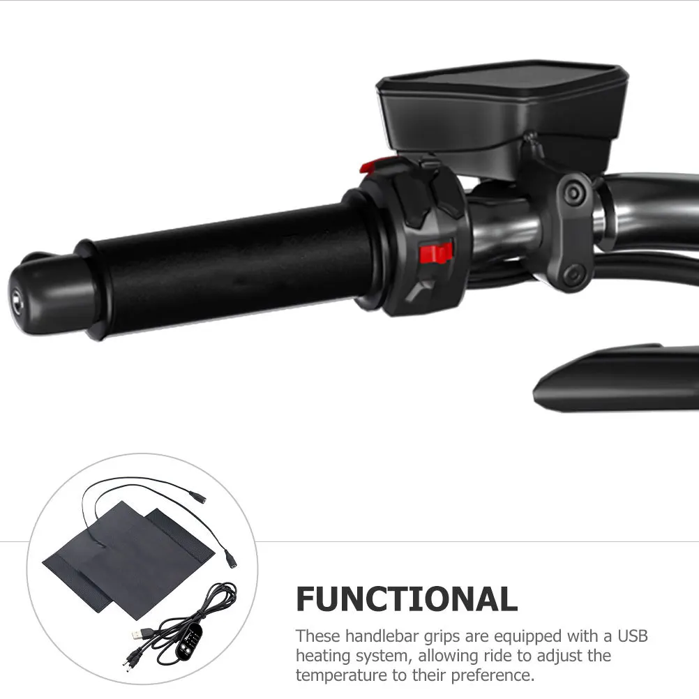 2 قطعة دراجة نارية USB ساخنة المقود القبضات بولي تدفئة تدفئة أربعة مستويات قابل للتعديل الموقت وظيفة المضادة للانزلاق مقاومة للاهتراء #5