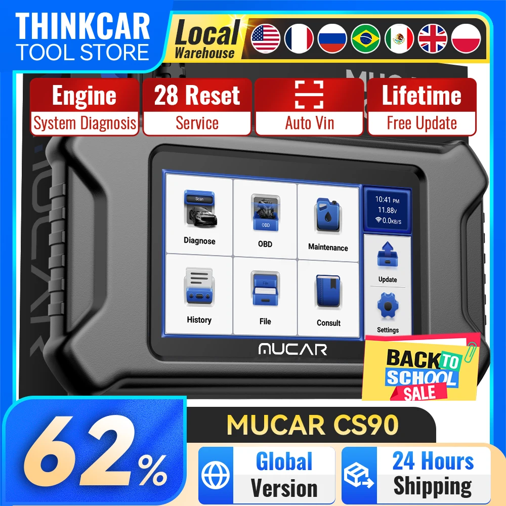 Mucar cs90 obd2 scanner 28 serviços de redefinição atualização gratuita à vida profissão ferramentas de diagnóstico de digitalização de motor leitor de código automotivo