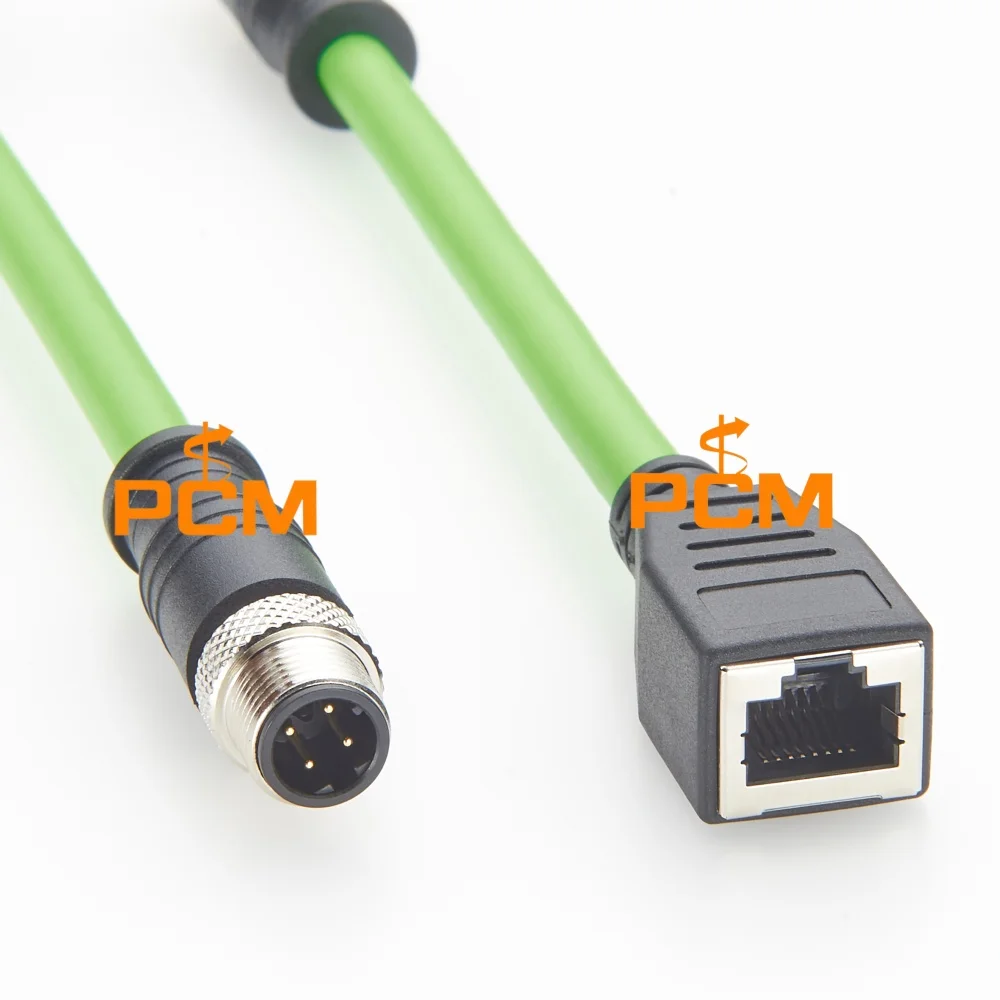 M12 D-Code 4-Pin auf RJ45 Buchse Kabel Industrielles Ethernet CAT5E Abgeschirmtes Netzwerkkabel IP67 Wasserdicht Profinet EtherNet/IP – Detail 2