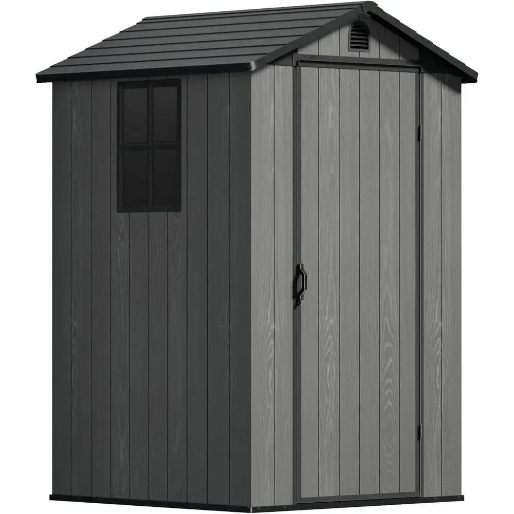 4x4 T Outdoor Shed, Compact & Secure Plastic Resin Storage with Lockable Door, eatures Built-in loor & Window or All-Weather Gar