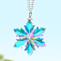 Crystal Snowflakes Figurine Glass Car Pendant Suspension Ornaments Sun Catcher Snowflake Hanging Trim Christmas Gifts