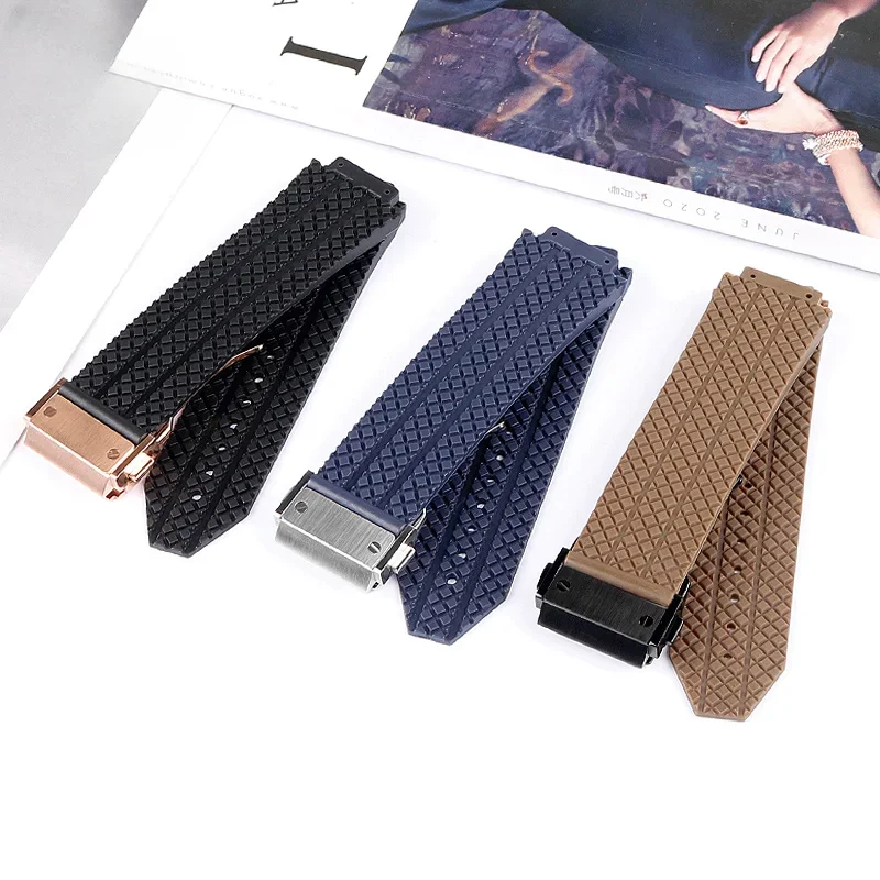 High Quality Waterproof Convex Interface Watch Strap For Hublot Yubo Big Bang Classic Fusion 24x17mm 26x19mm  Accessories