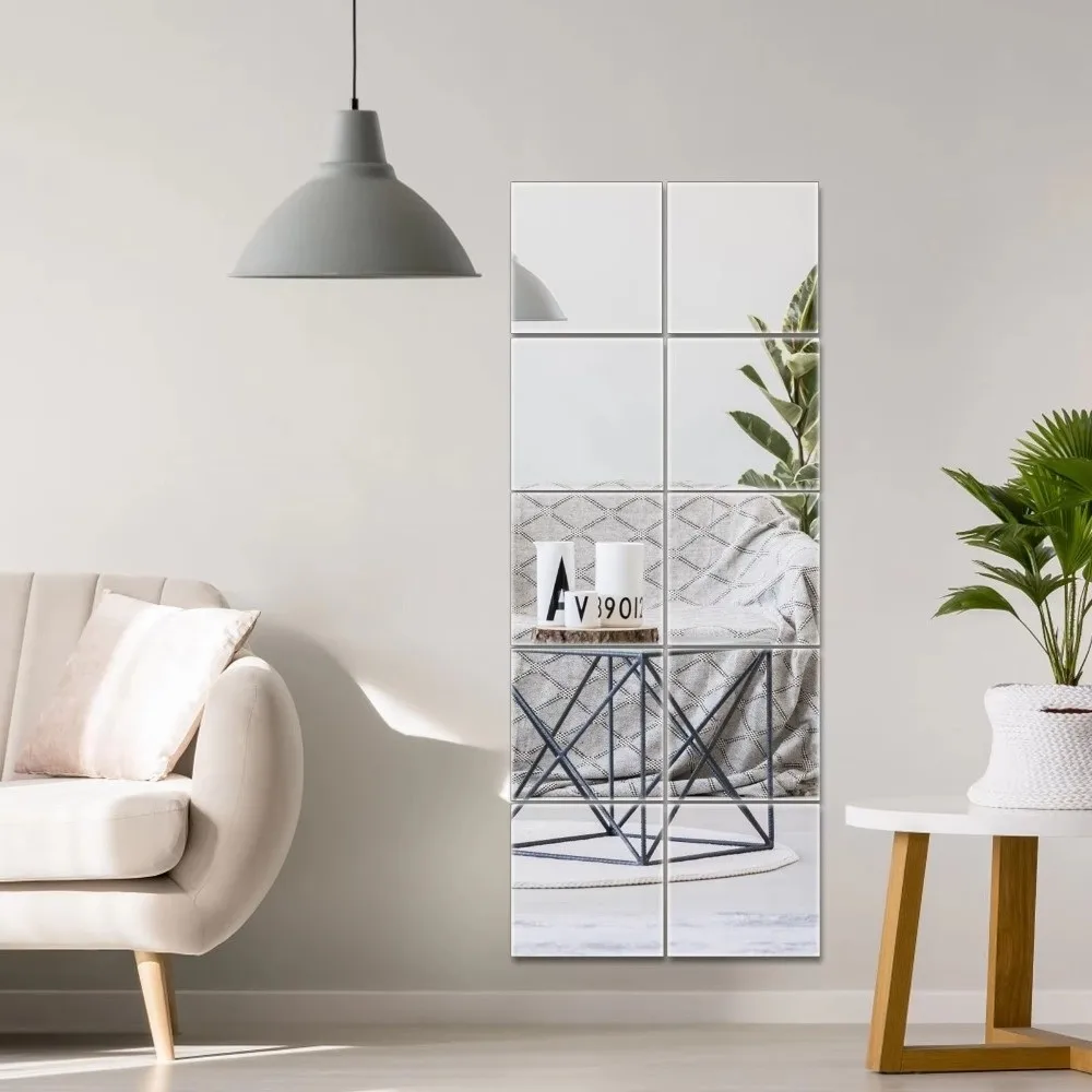 Self-Adhesive Mirror Wall Stickers 20/30/40cm 1.6mm Thick Acrylic Mirror Sheet Living Room Decor Flexible Makeup Mirror