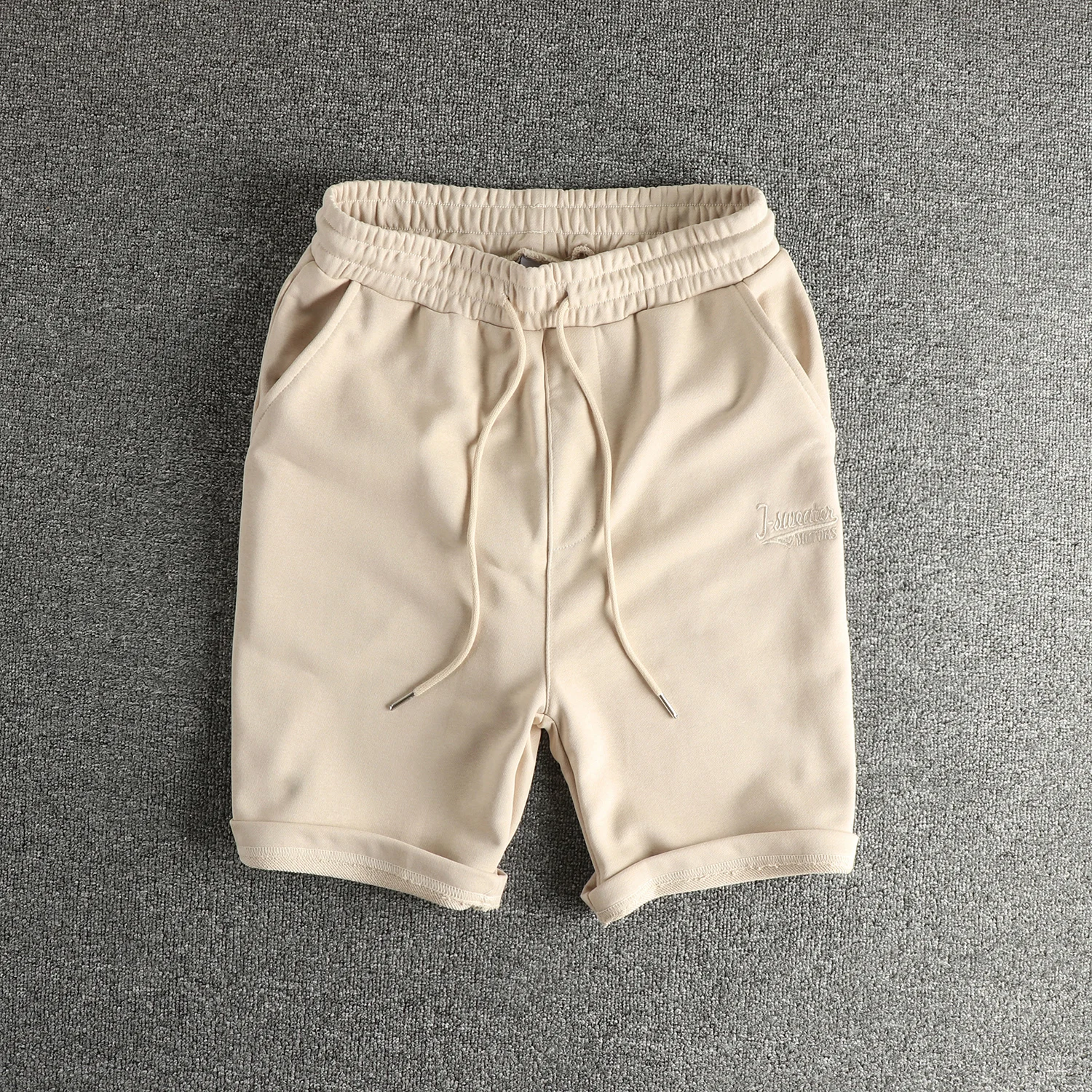 

Gaoke повседневные шорты из тяжелой махровой хлопчатобумажной ткани, мужские простые летние брюки с вышитыми буквами и пятью точками, шорты