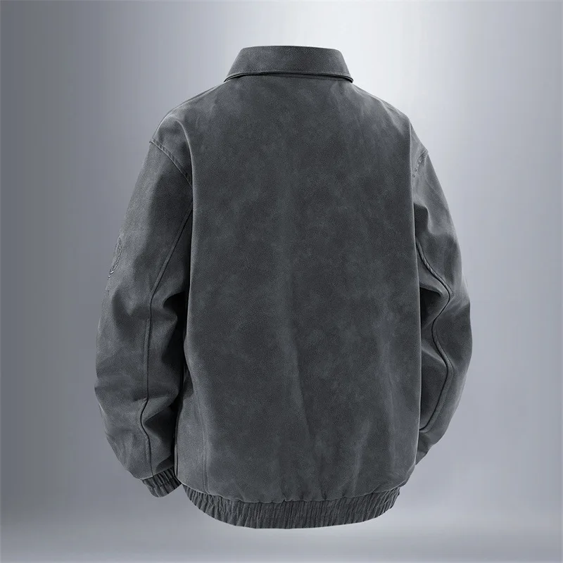 Retro Trendy Men's Leather Jacket Loose Flexible Durable Comfortable for Spring Autumn Fashion 2025