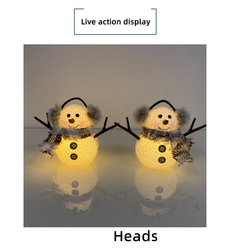 Christma Snowman Ornament with Built-in Light Plush Snowman Doll Night Light Table Decoration Set Battery Christmas Gift