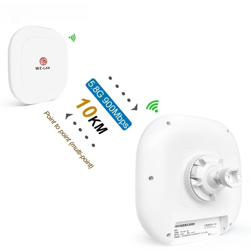 Outdoor 10km far wireless bridge, remote coverage in rural mountainous areas, support 4K camera access,