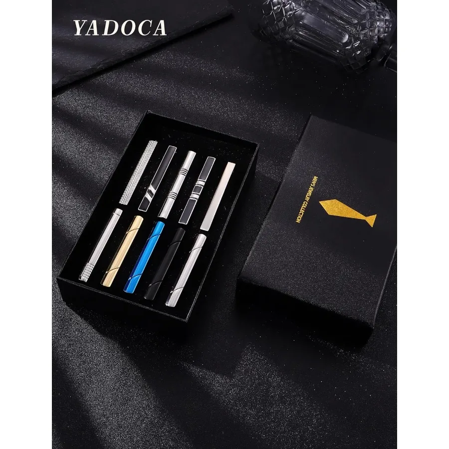 Elegant Tie Clips for Men in Black SilverTone and GoldTone Design Perfect for Wedding Business and Formal Occasions with Premiu