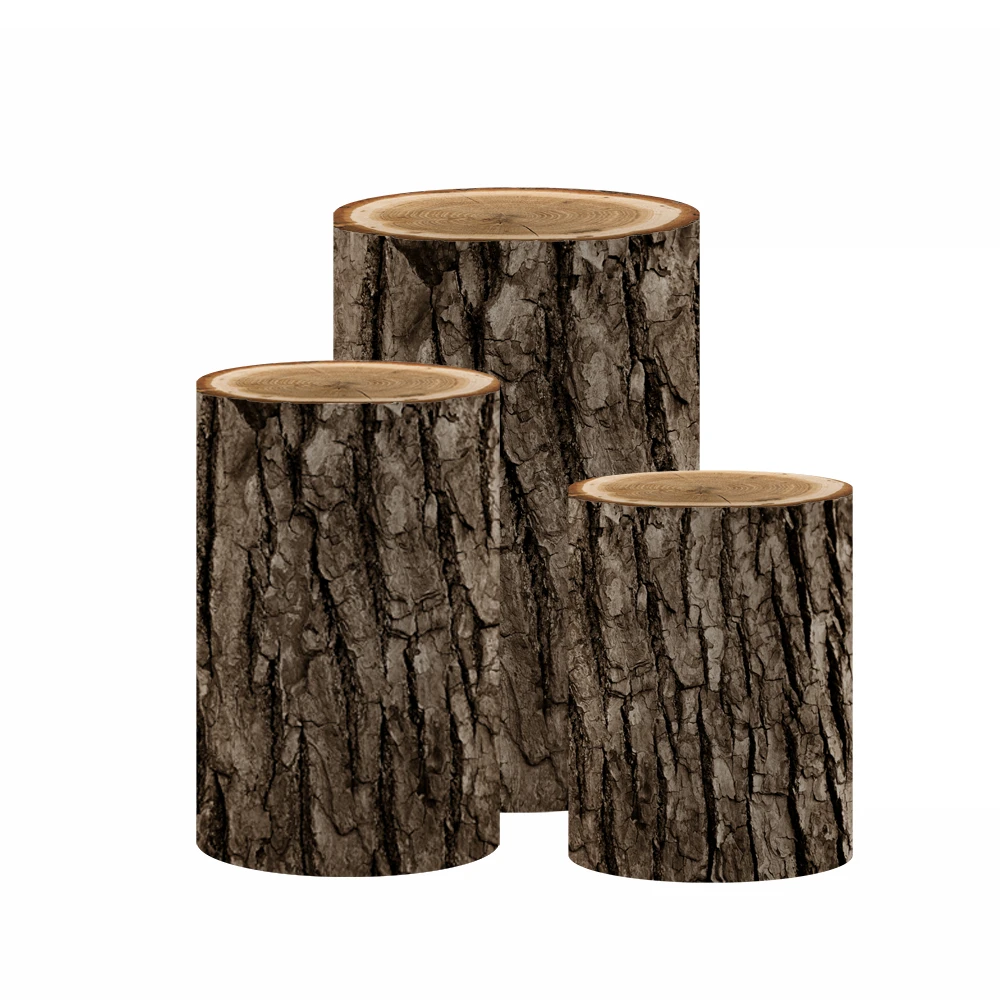 

NO-228 Spandex Pillar Covers for Metal Cylinder Pedestal Stands - 3Pieces - Tree Bark Covers Only