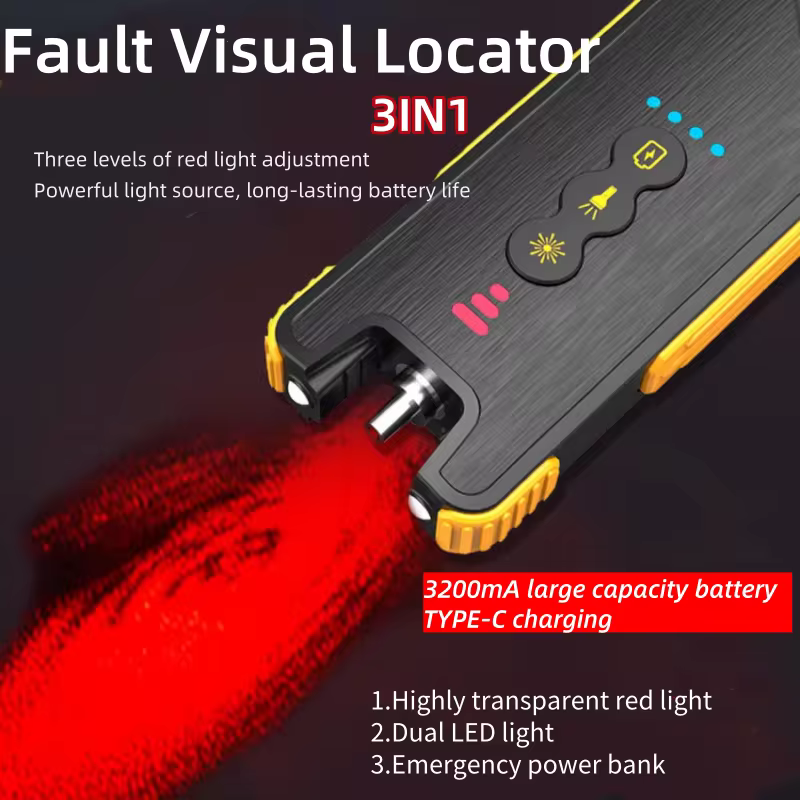 Probador de fibra óptica recargable, localizador visual de fallos 15MW, 30 MW, 50MW, soporte de batería grande de 3200mahSC, FC, ST, VFL Red Light Pen