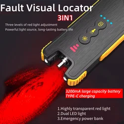Rechargeable fiber optic tester, fault visual locator15MW, 30 MW, 50MW, 3200mah largebattery supportSC, FC, ST,VFL Red Light Pen