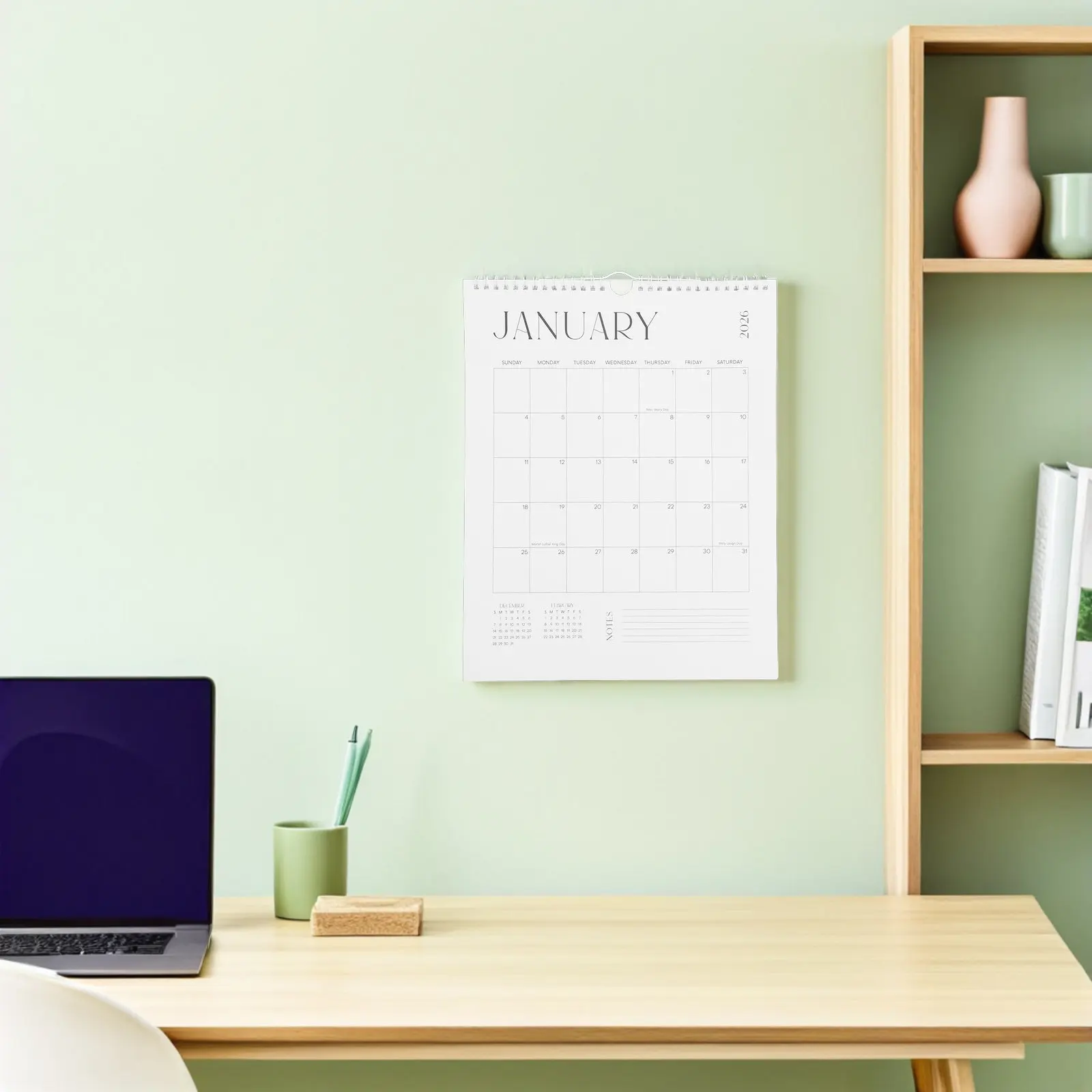 

18-Month Monthly Wall Calendar 2025-2026 July to December 2026 Planner for Office Home Schooling Use Functional Aesthetic