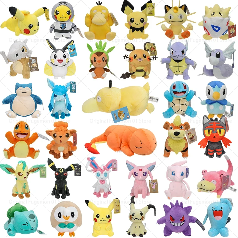 

32 Styles Original Pokemon Plush Mimikyu Mew Litten Charmander Vulpix Soft Stuffed Animal Doll Toys Birthday Gift for Children