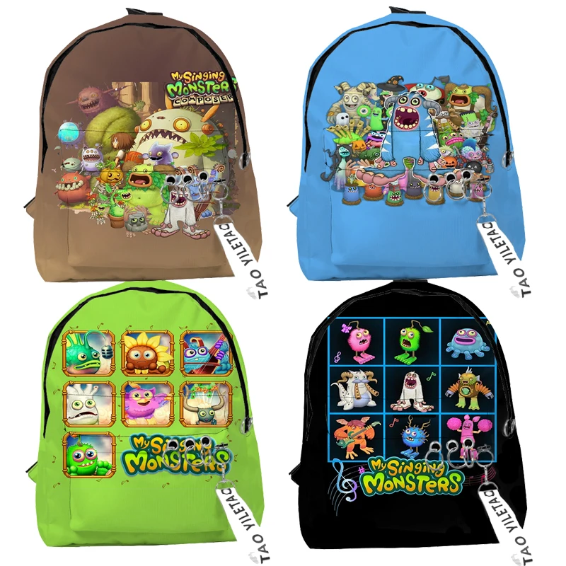 Mochila de dibujos animados My Singing Monsters, juego de terror de peluche, adolescentes, hombres, mujeres, niños, estudiantes, niños, niñas