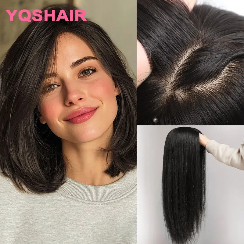 

24-дюймовый парик из 100% натуральных волос с шелковой основой 6x6, с челкой, мягкий, дышащий, легкий, с шелковой основой и полиуретановой окантовкой, парик из человеческих волос