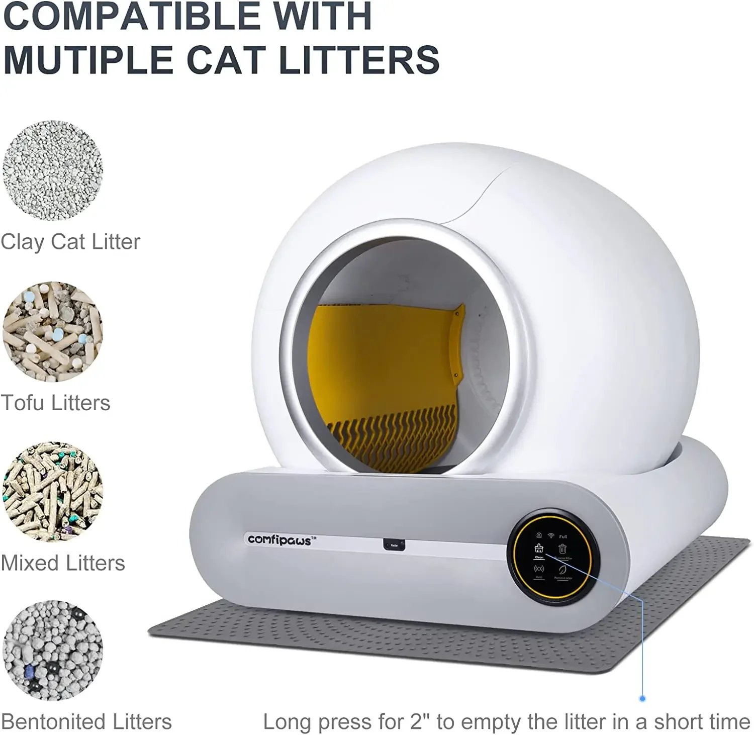 Grand bac à litière automatique pour chat, autonettoyant, fermé, intelligent, luxe