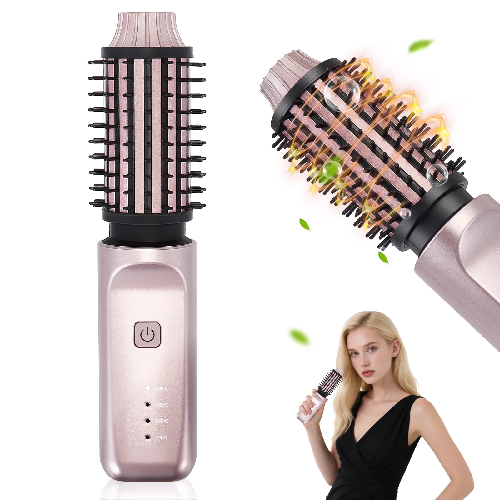

3-in-1 Wireless ceramic curling iron and straightening comb electric perm nylon brush for styling design
