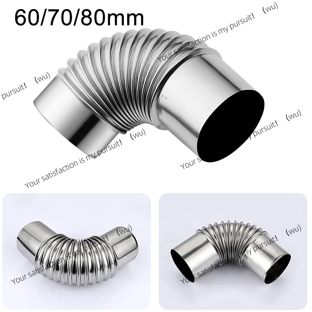 60/70/80mm 90 Degree Flue Elbow Pipe Chimney Liner Bend Stainless Steel Multi Flue Stove Pipes Wood Stoves Chimney