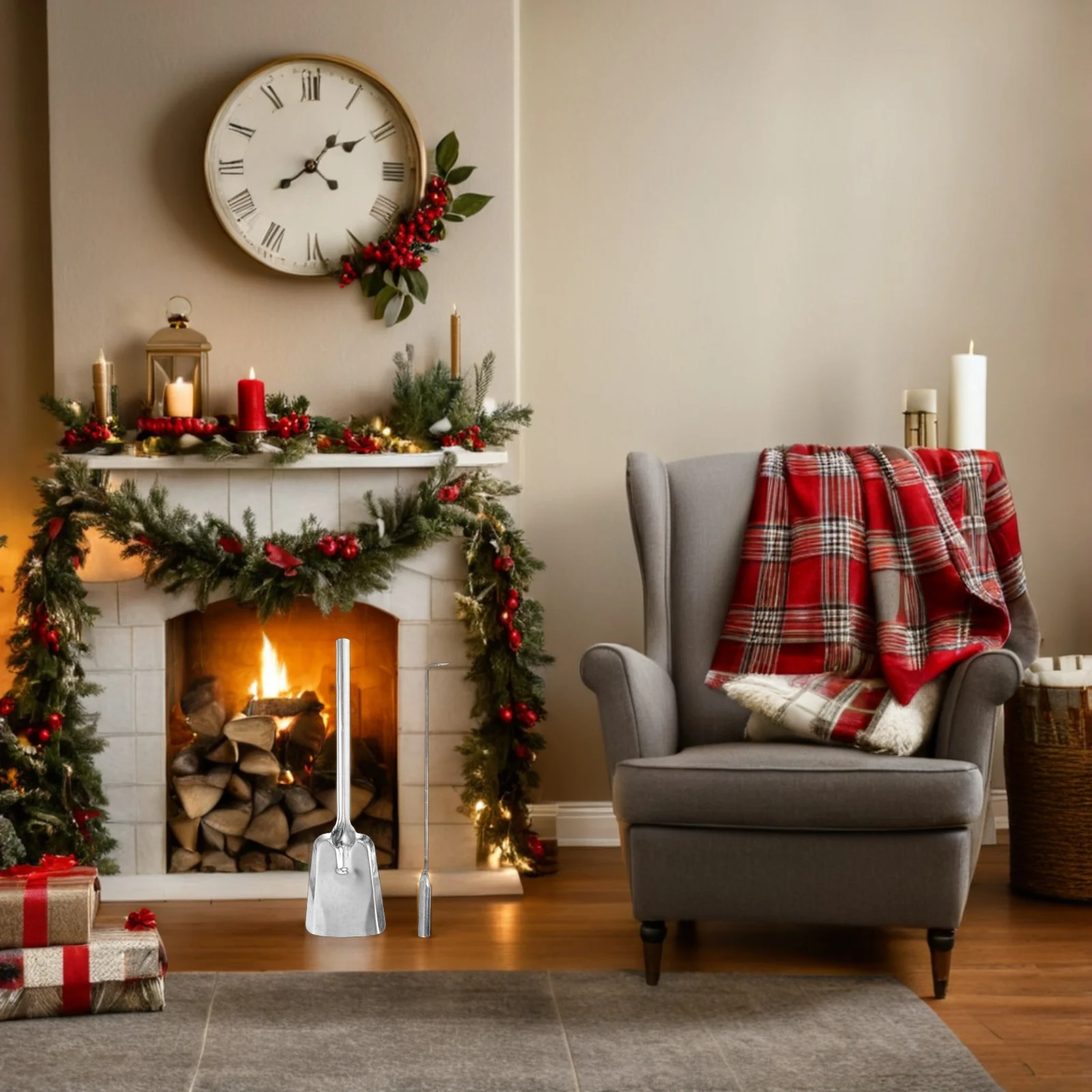 

3Pcs Fireplace Tools Set Heavy Duty Iron Ash Shovel Fire Tongs Hooks for Wood Burner Grill Cleaning Accessories Fire Place Tool