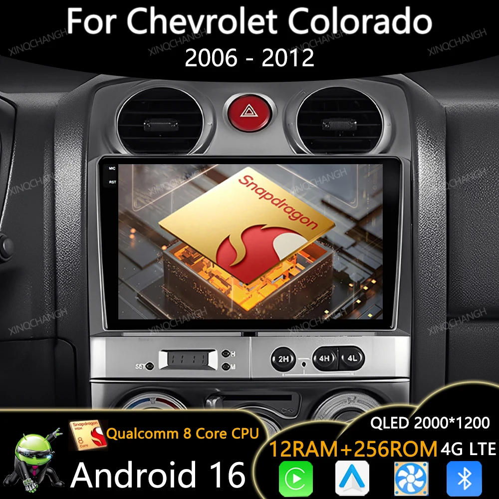 Android 16 Car Radio For Chevrolet Colorado 2006 - 2012 For Isuzu D-MAX MU-71 2008 - 2012 Qualcomm Carplay Auto GPS BT 4G WIFI