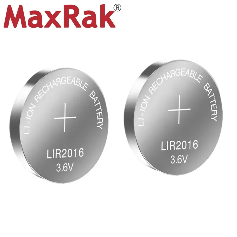 2PCS 3.6V LIR2016 Rechargeable Lithium Button Battery LIR 2016 Cells for Toy Car Key Scale Shaver Calculator Replaces CR2016