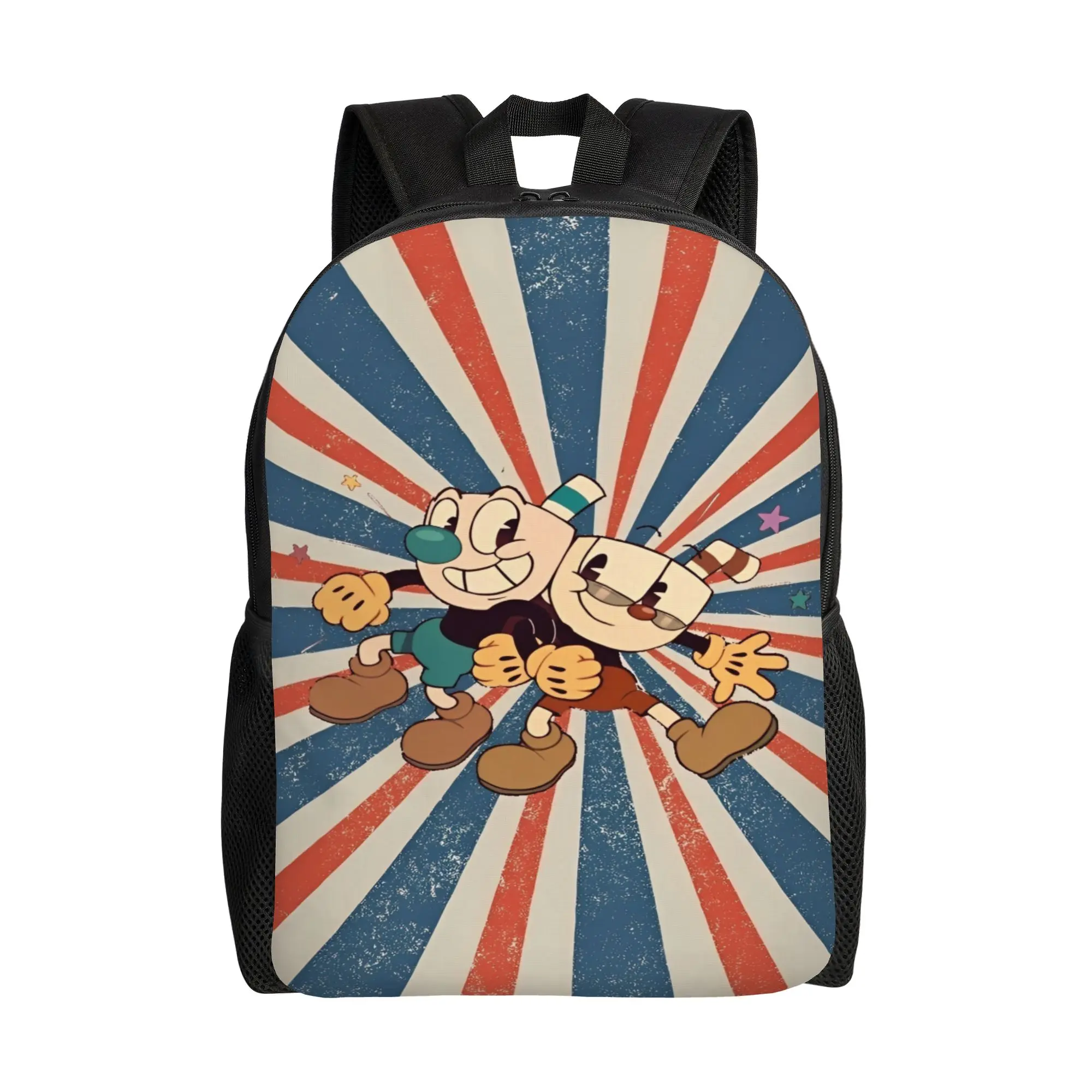 Cuphead cartoon Backpack  Casual Backpacks Men Daily Print High School Bags Custom Rucksack