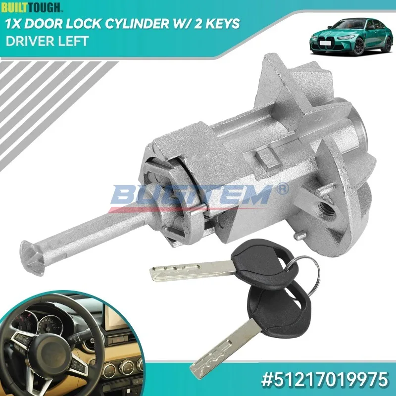 New Front Left Car Door Lock Cylinder Barrel WITH 2 KEYS 51217019975 For BMW 3 Series E46 325i 325ci 325xi 2001-2006