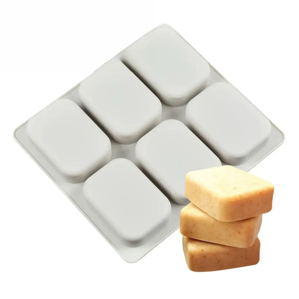 6/8 Holes Large Square Shape Silicone Soap Molds DIY Kitchen Tools Handmade Soap Making Craft Forms Moulds Tray