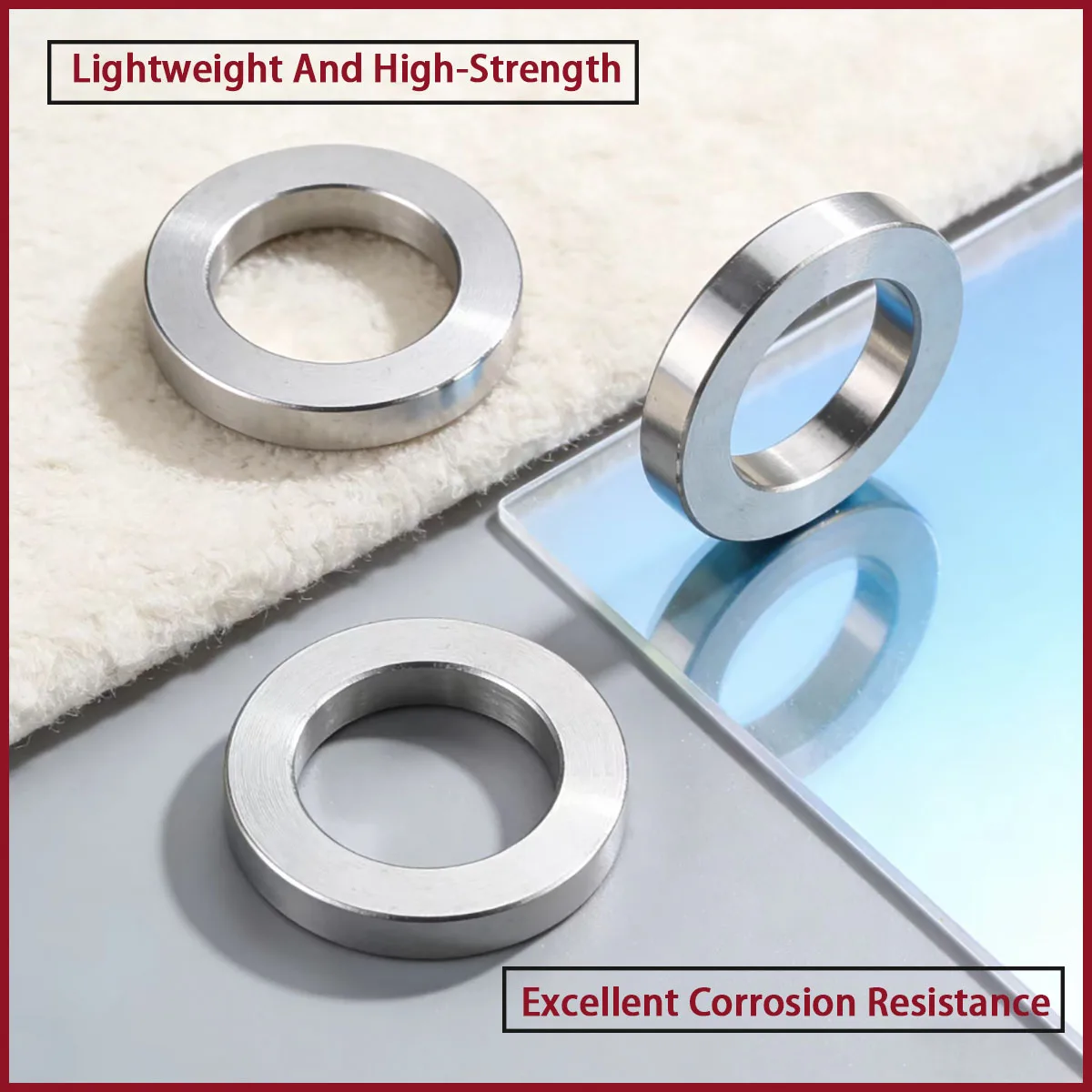 Aluminum alloy washer with inner diameter of 8.2-12.5mm is used for automobiles, electronics, aviation, etc