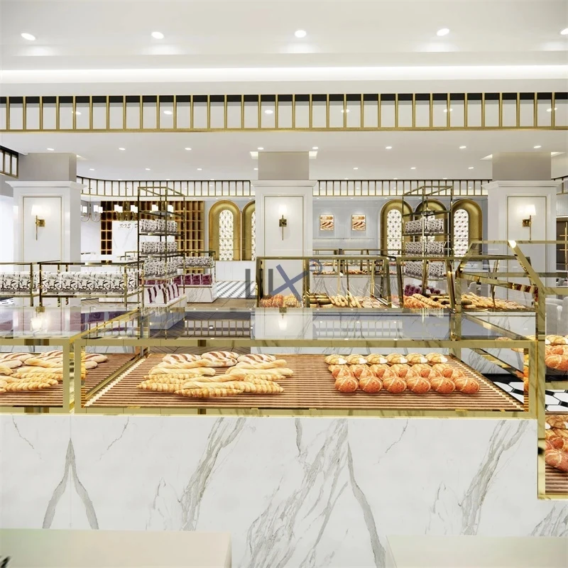 custom.Professional Interior Design 3D Rendering Layout Wooden Bakery Display Showcase Shop Counter Design 3-Year