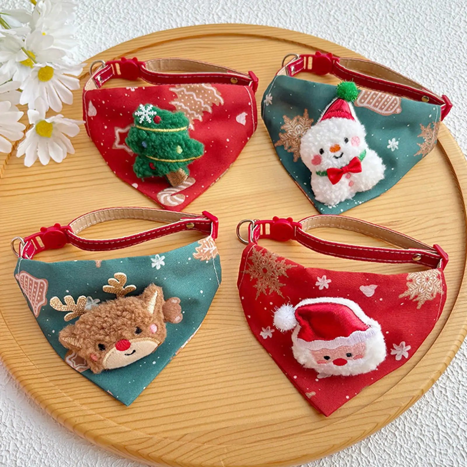 Christmas Cat Costume Collar Elastic Holiday Dress Up Pet Costume Christmas Kitten Bandana For Family Gathering Photoshoot Party