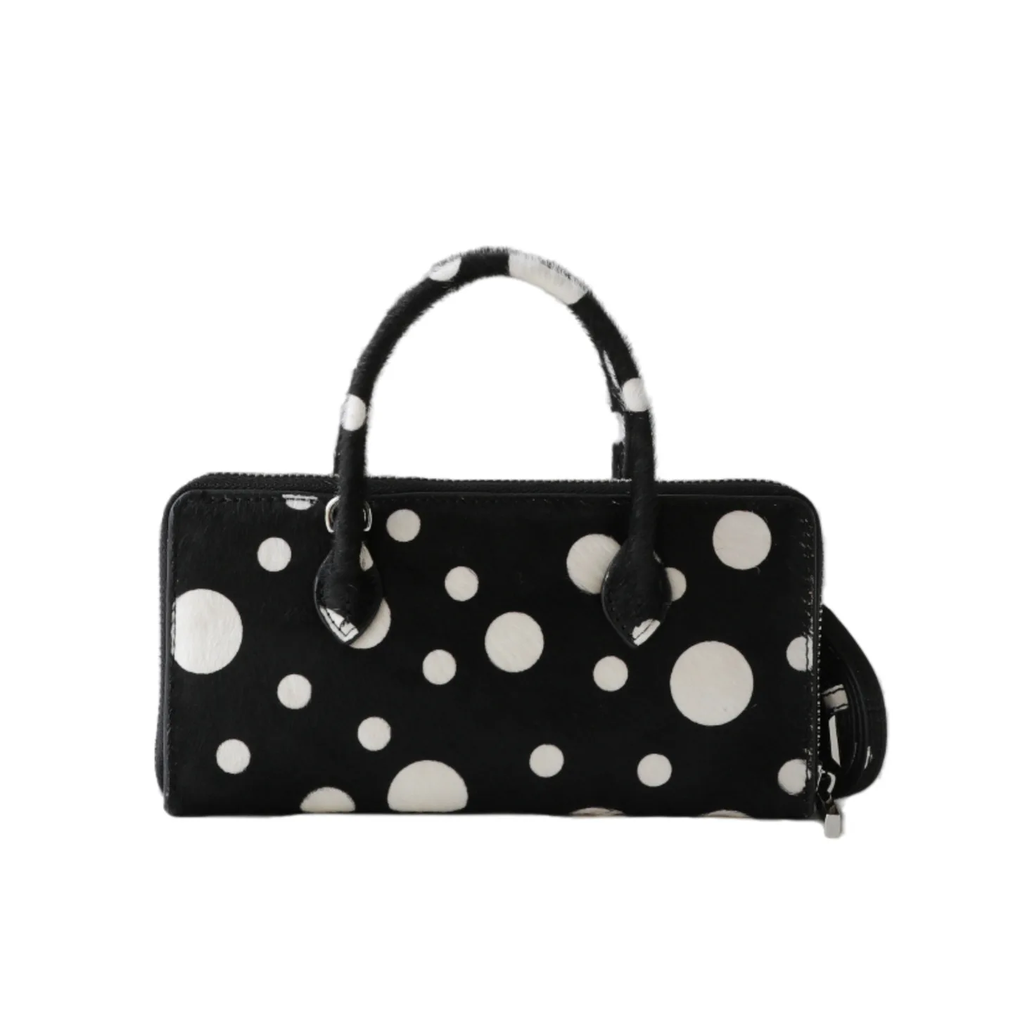

2026 New Niche Designer Handbag Woman Luxury Horse Hair Polka Dot Phone Bag Day Clutch Genuine Leather Shoulder Tote