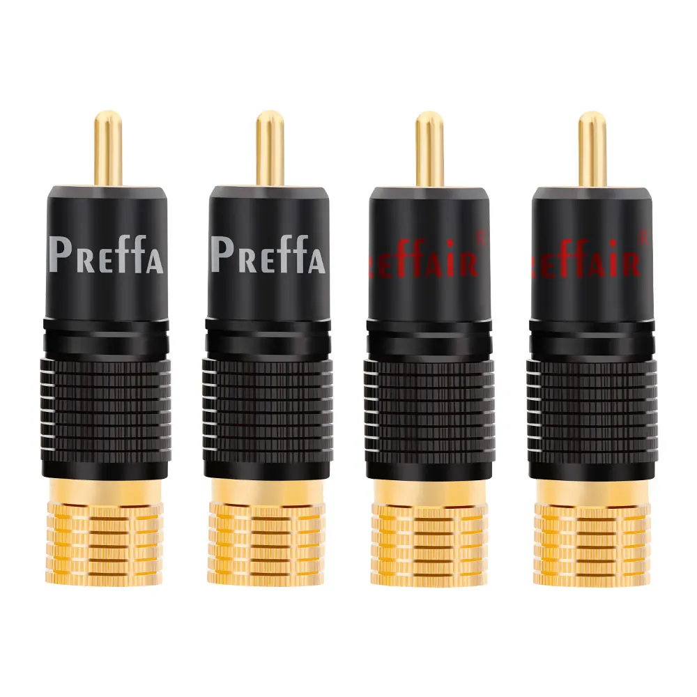 

Preffair 4Pcs R1777 High Performance Audio Gold Plated RCA Connectors Plug for DIY Audio/Video Cables