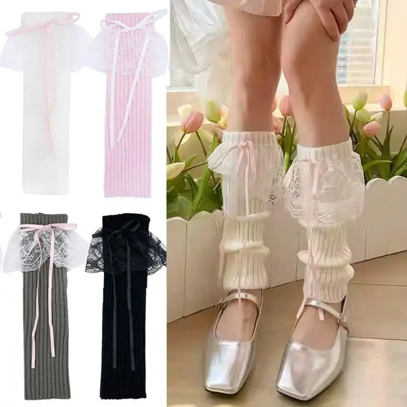 Sweet Japanese Lolita Leg Warmers Women Ankle Warmer For Girls Gothic Long Socks Y2K Thin Knitted Cosplay Heap Heap Socks