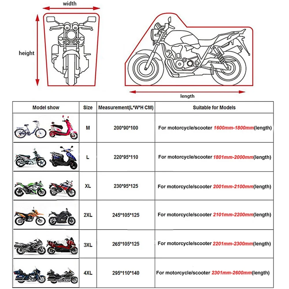 Thick Oxford Motorcycle Waterproof Cover Universal Outdoor Protection Dust Motorbike Rain Cover Sunshade Dustproof Uv Protective