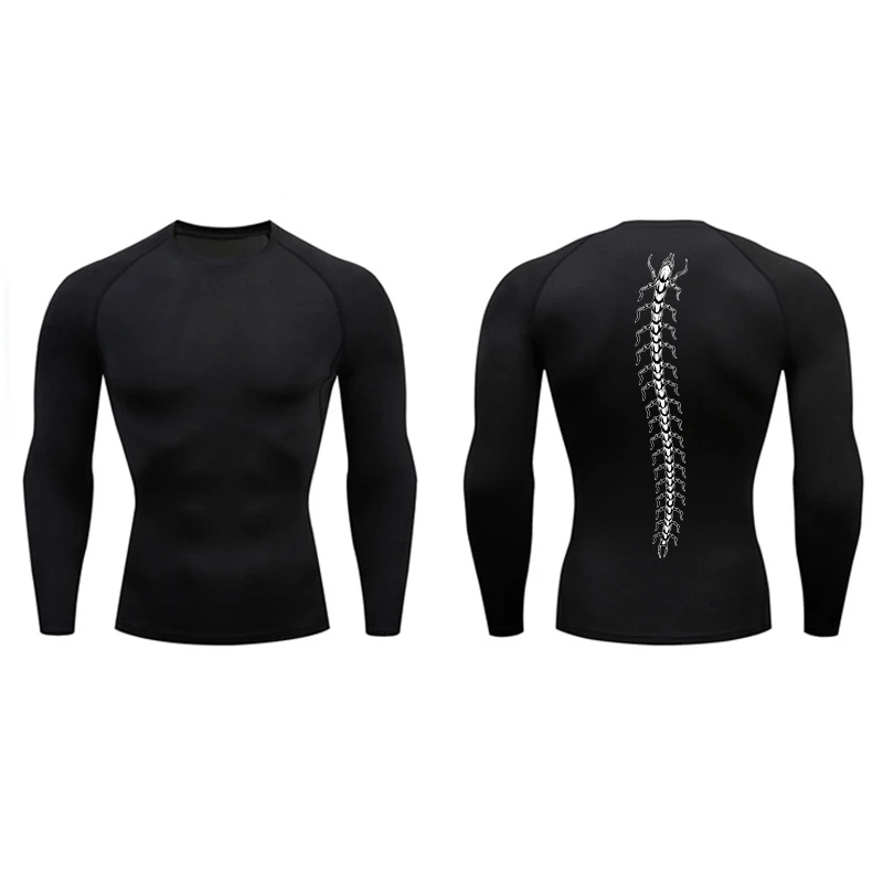 Sweat Absorbent Compression Shirts for Men Gym Workout Quick Dry T-shirt Tops Harajuku Training Running Undershirts Rash Guard