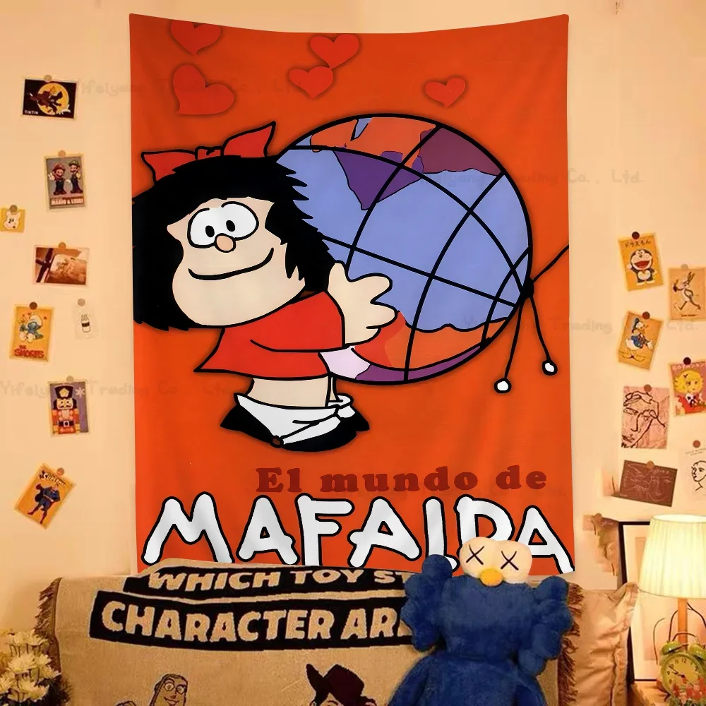 Cute Cartoon Mafalda Hanging Bohemian Tapestry Bohemian Wall Tapestries Mandala Cheap Hippie Wall Hanging