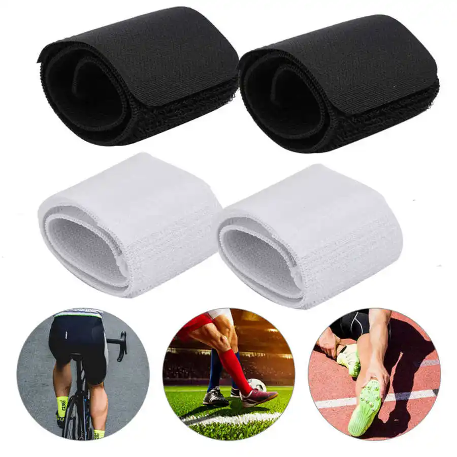 1 Pair Soccer Shinguard Strap Adjustable Elastic Sports Bandage Thickened Fabric Football Shin Guard Belt