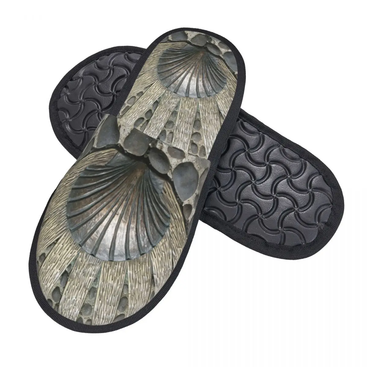 Custom Scallop Shell Camino Memory Foam Slippers Women Comfy Warm House Slippers