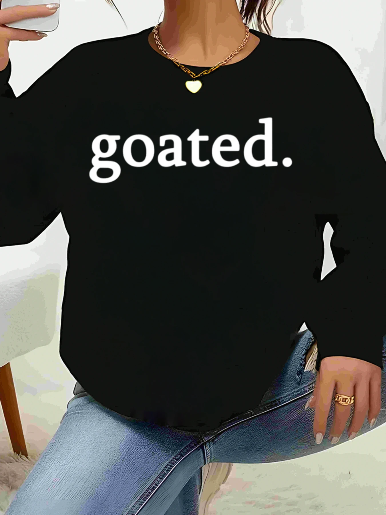 

Свитер с длинными рукавами и текстовым принтом, осень-зима, повседневная одежда, женский модный топ