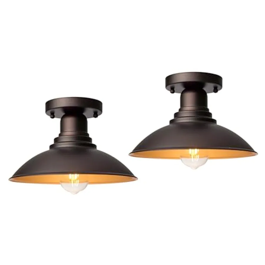 

0.5" Outdoor Mount Light and Gold Metal Ceiling Fixture Set Rust-Proof Powder Coated Exterior Lighting for Porch Garage and Hal
