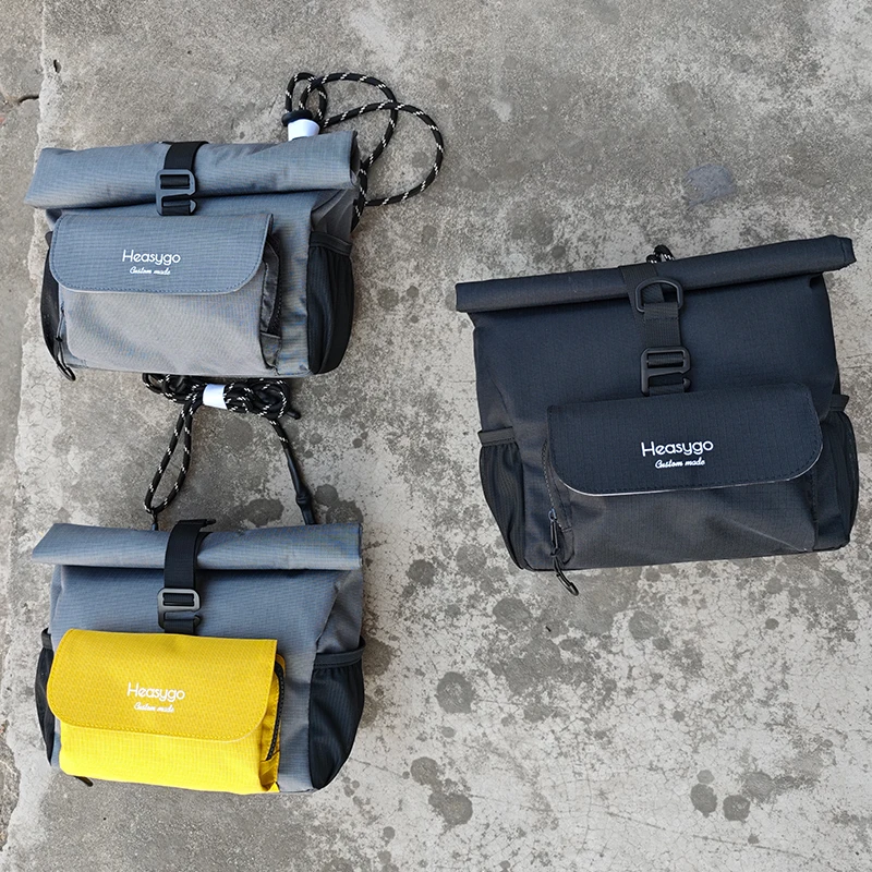 Heasygo Waterproof Bicycle Front Storage Bag with Pig Nose Adapter for Brompton, Folding Bike Multifunctional 5-7L Handlebar Bag