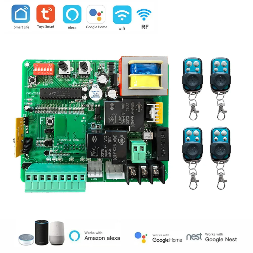 

НОВЫЙ Tuya Smart WiFi плата управления двигателем раздвижных ворот светодиодная индикация электрический дверной двигатель печатная плата с дистанционным управлением 220 В