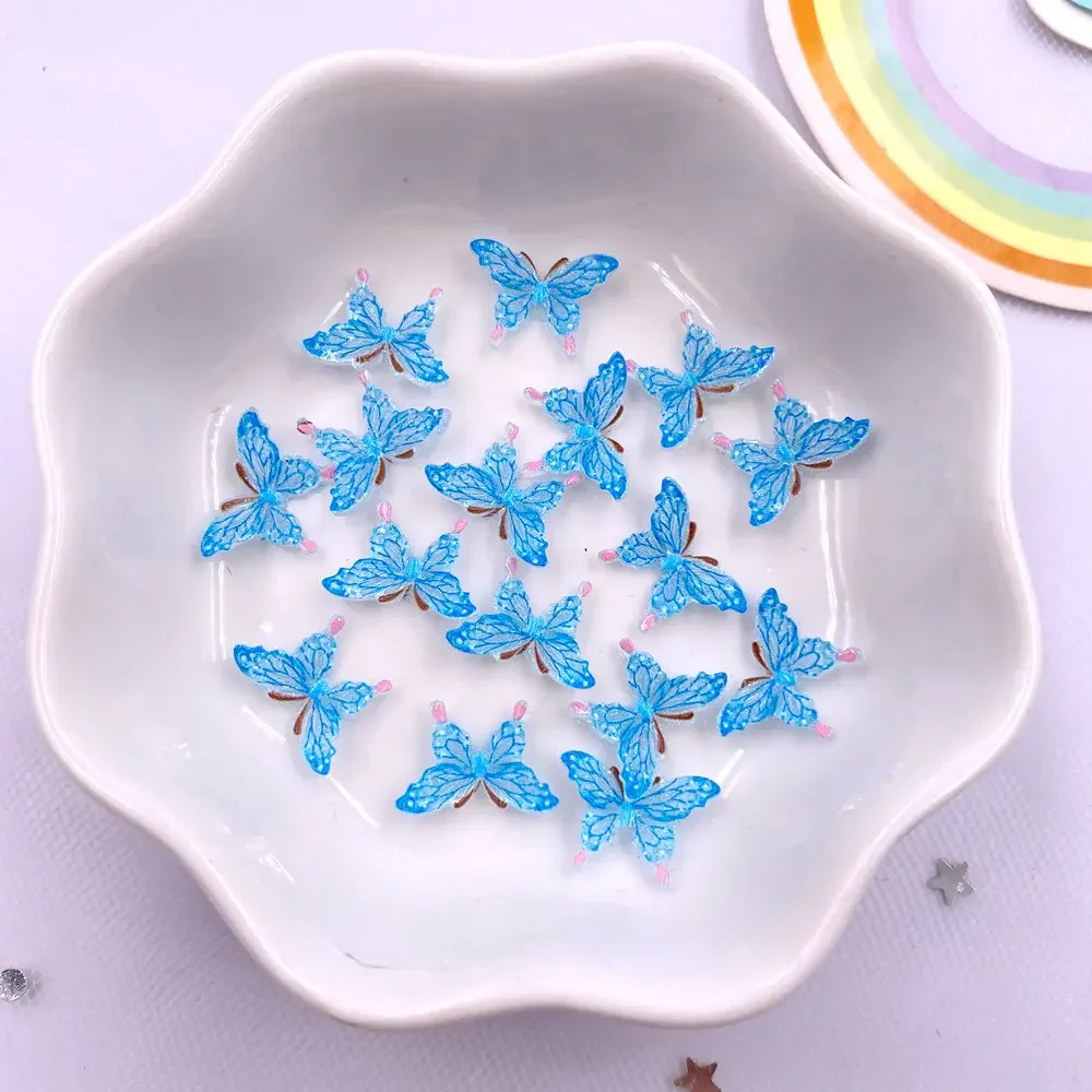 50pcs Glitter Resin Colorful Mini Crystal Butterfly Nail Art Flatback Rhinestone Figurines DIY Miniatures Scrapbook Decor Crafts