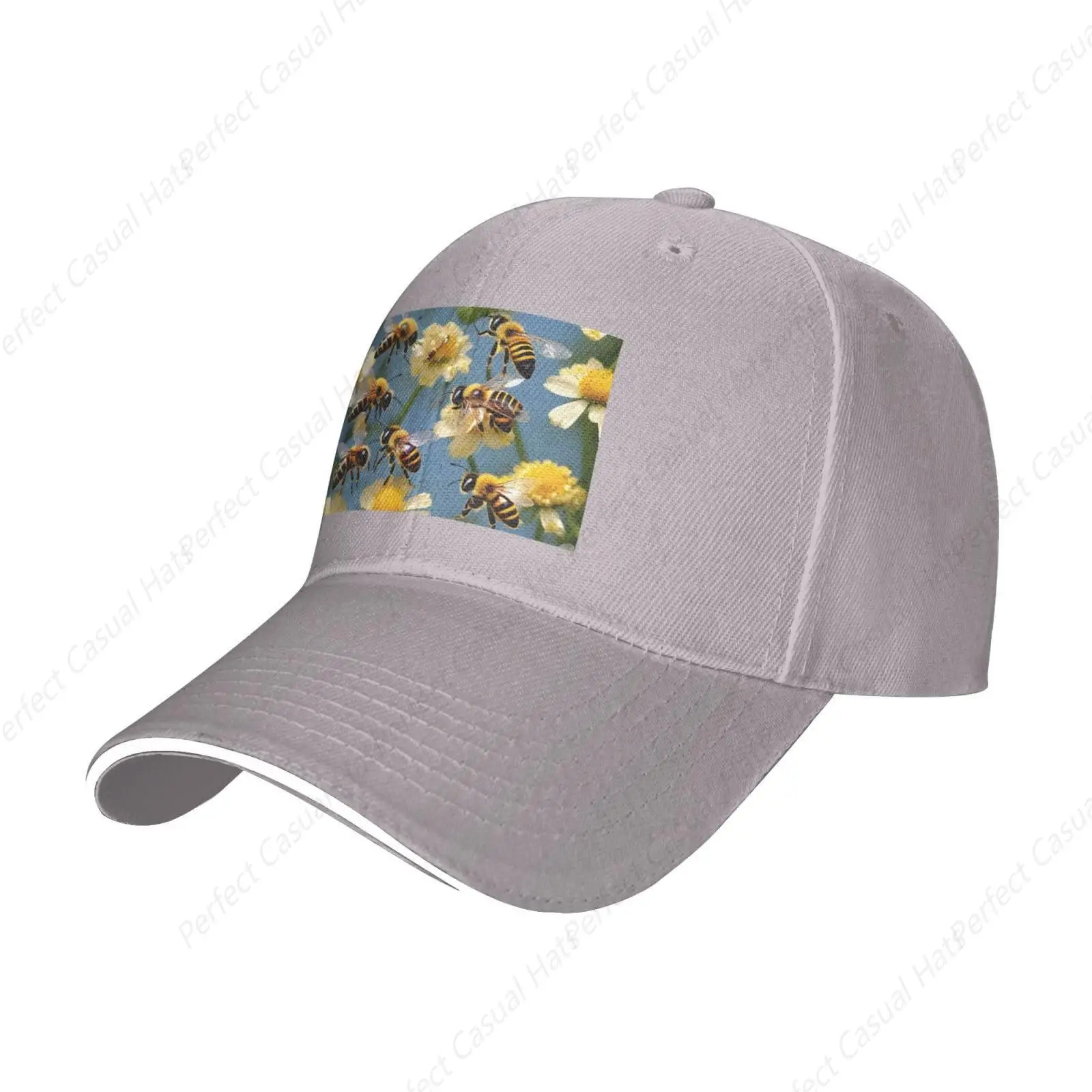 Funny Honey Bees Flowers Print Caps Peaked Caps Trucker Hat Men Women Outdoor Sport Travel Sun Visor