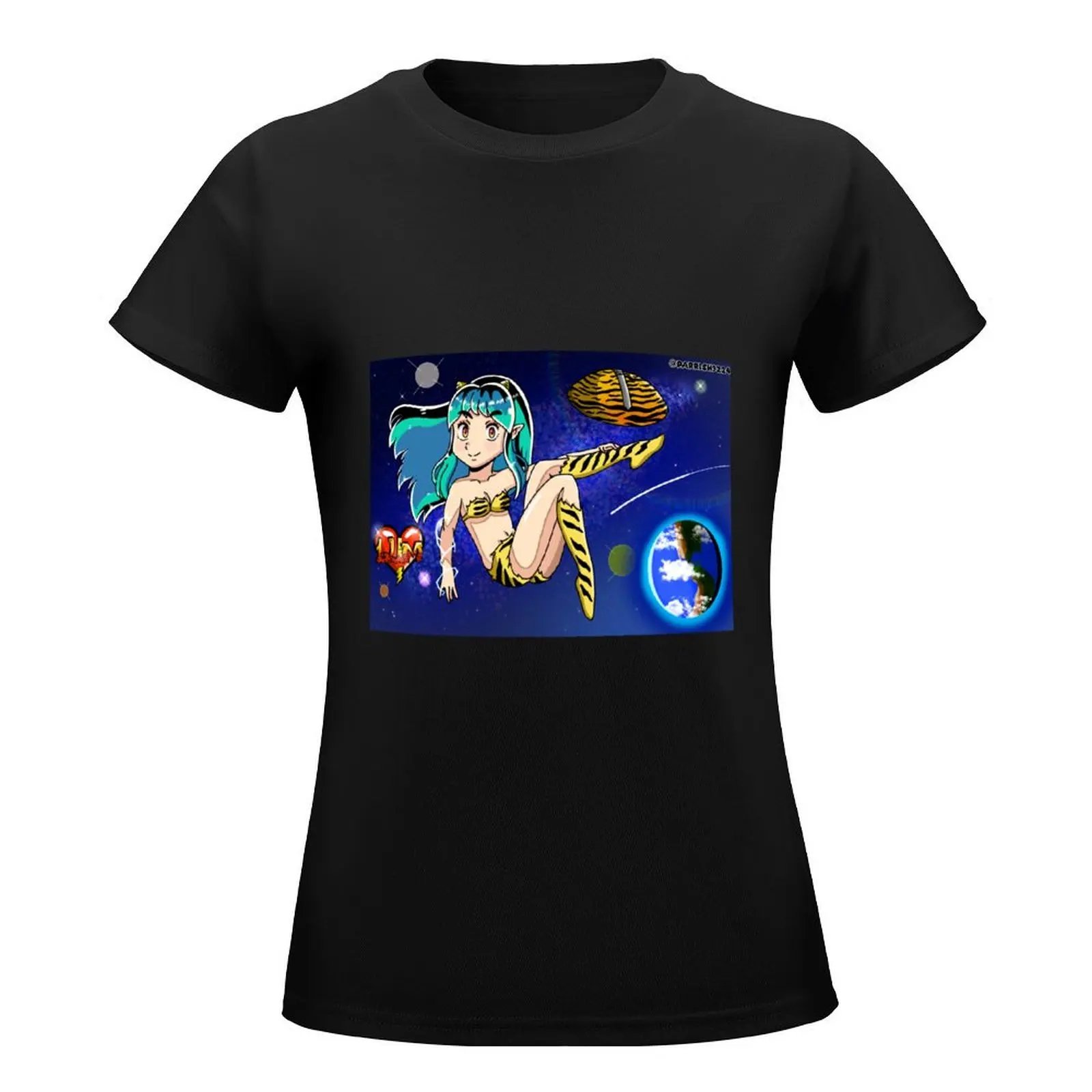 Urusei Yatsura Lum Floating in Space T-Shirt kawaii clothes female cute clothes Short sleeve tee t-shirt dress for Women graphic