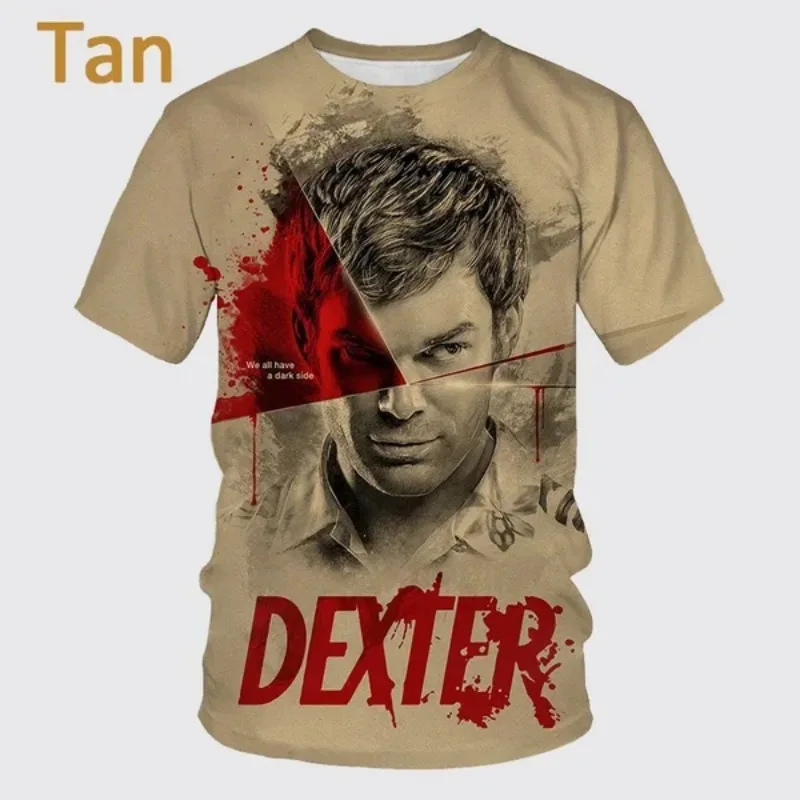 New Fashion Casual Men's Clothing Dexter 3D Print T-shirt Personalized Hip-hop Harajuku Street Round Neck Short Sleeve